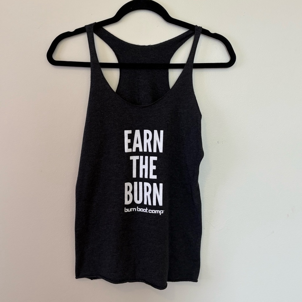 Burn Boot Camp Earn The Burn Tank Top Workout Shirt Size Small